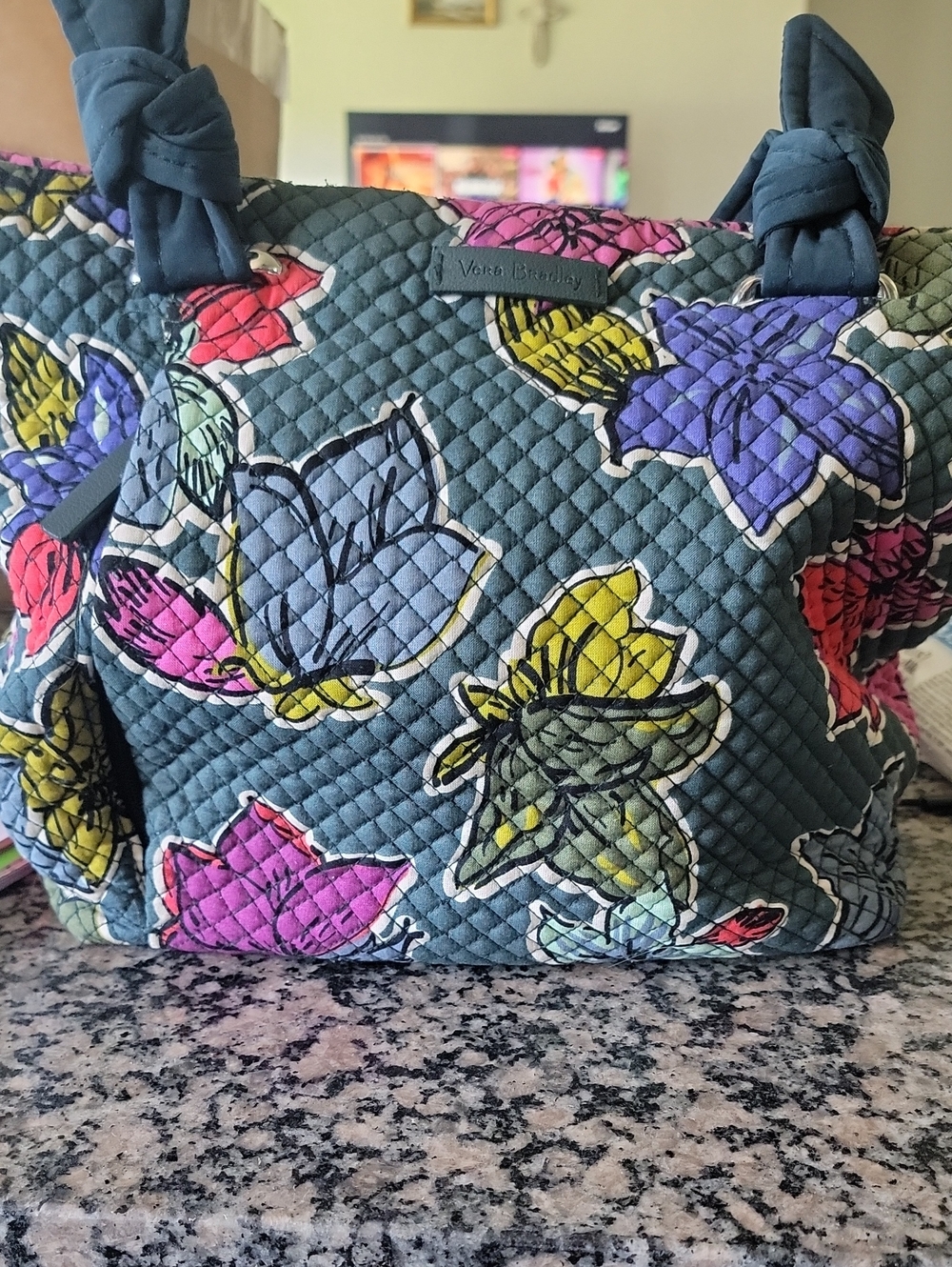 Vera Bradley Hadley East West Tote In Falling Leaves Pattern